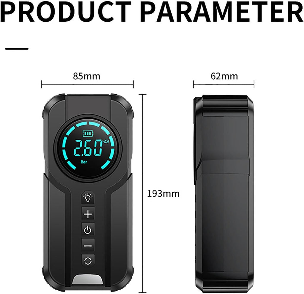 4-in-1 Car Essential: Jump Starter, Air Pump, Power Bank and Flashlight!