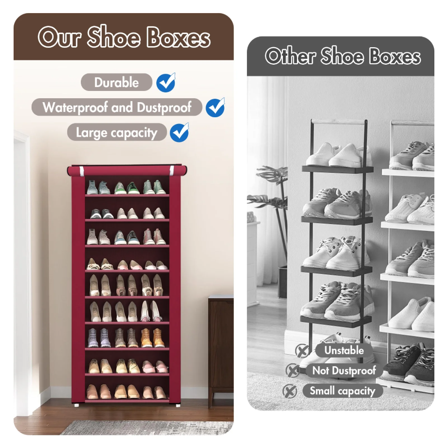 Non-Woven Shoes Rack (10-Tier)