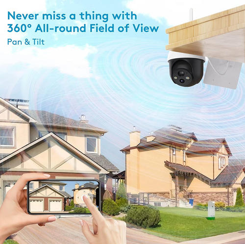 2K Security Camera Outdoor Wireless Solar, 360°