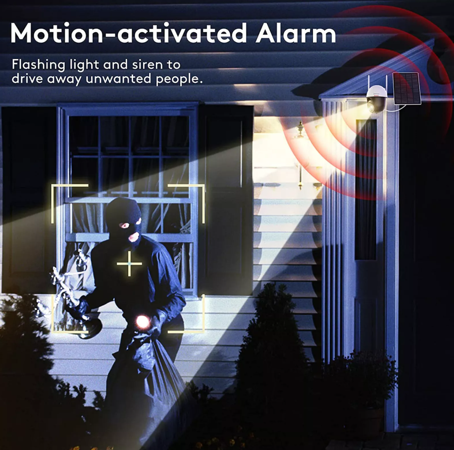 2K Security Camera Outdoor Wireless Solar, 360°