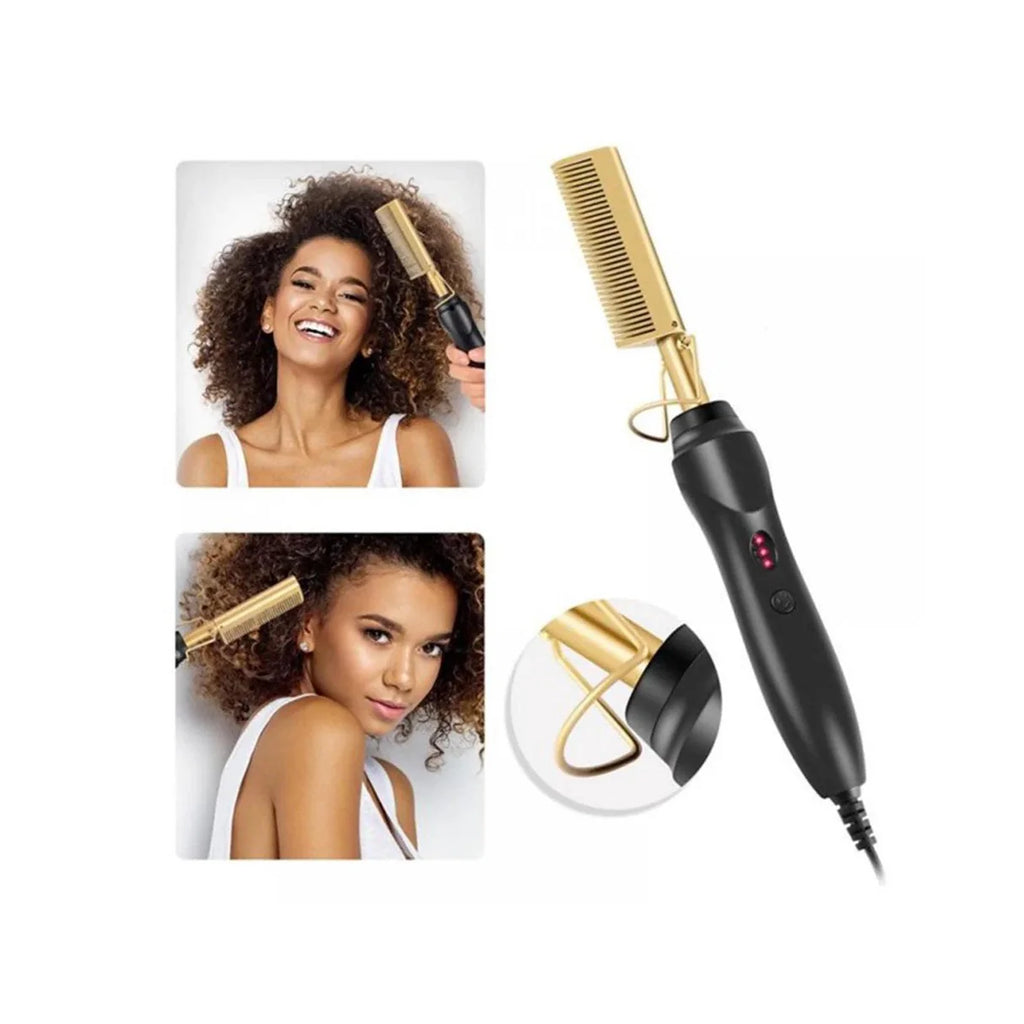 Gold Ceramic Professional Electric Press Comb