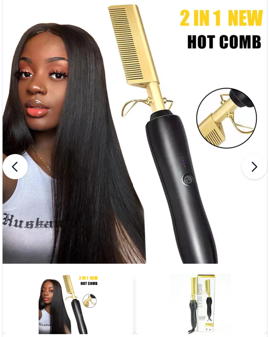 Gold Ceramic Professional Electric Press Comb