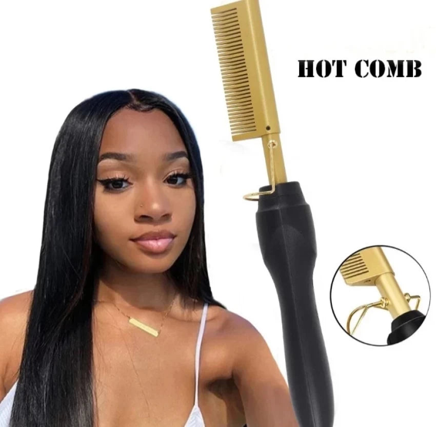 Gold Ceramic Professional Electric Press Comb